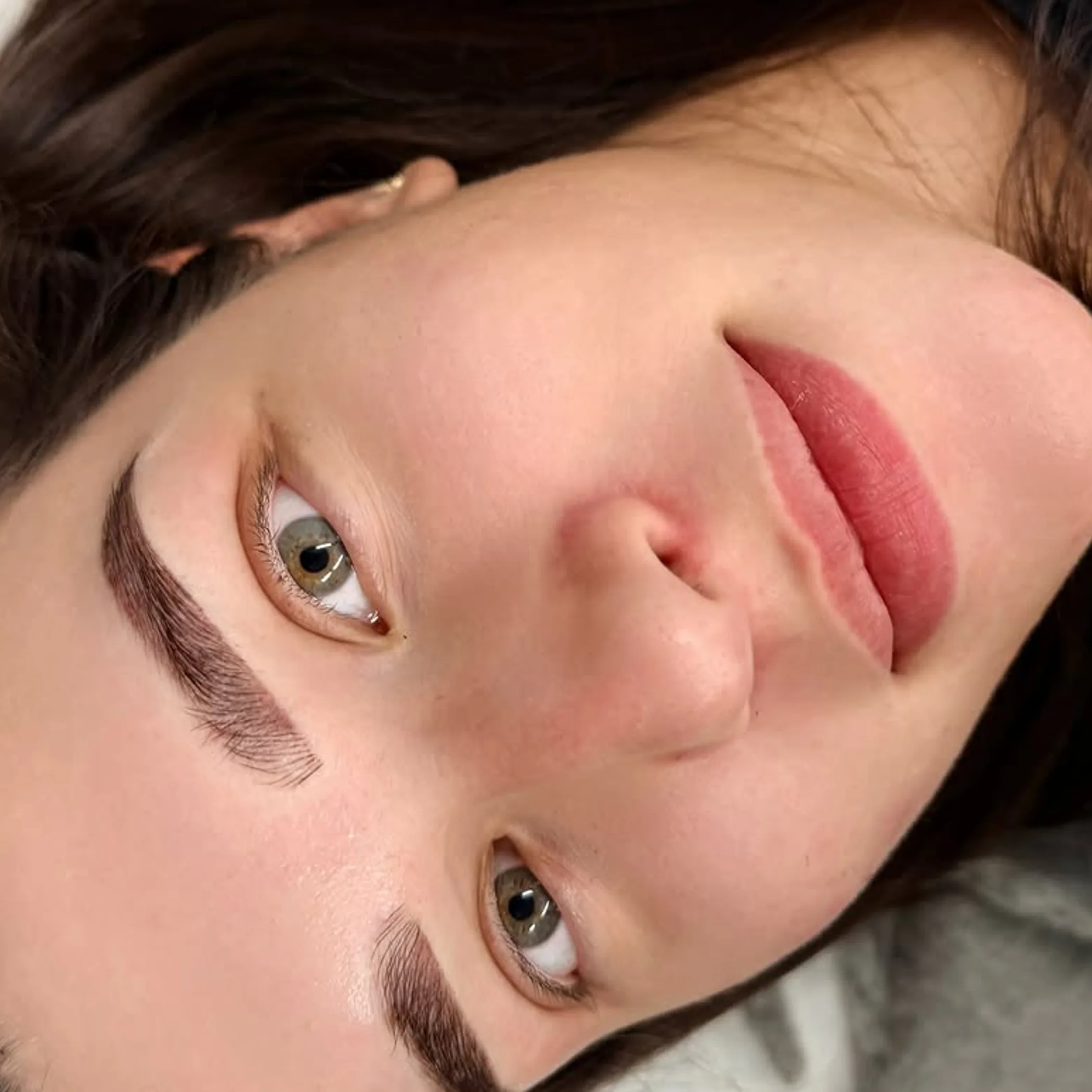 close-up of eyebrow makeup application
