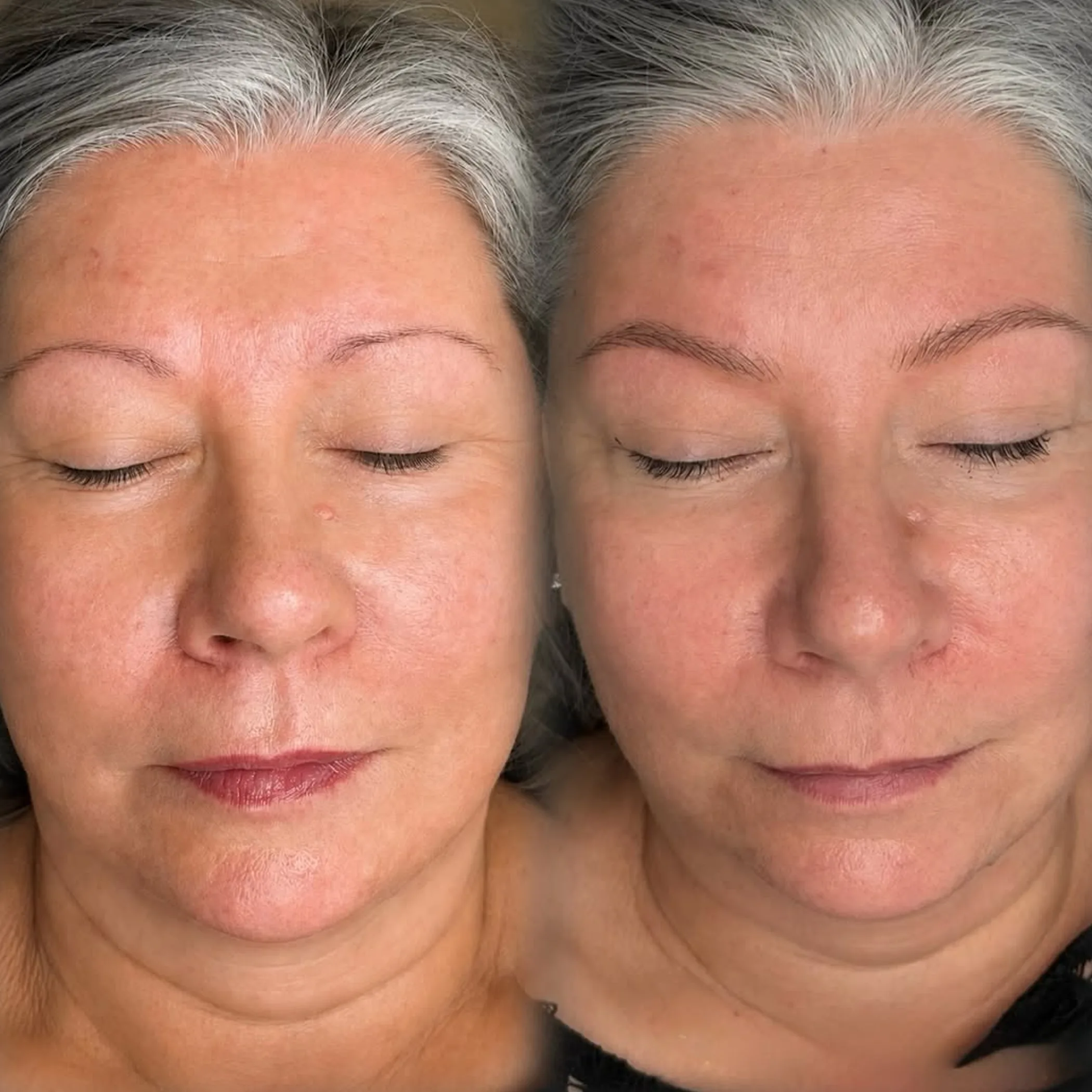 close-up of enhanced eyebrow permanent makeup