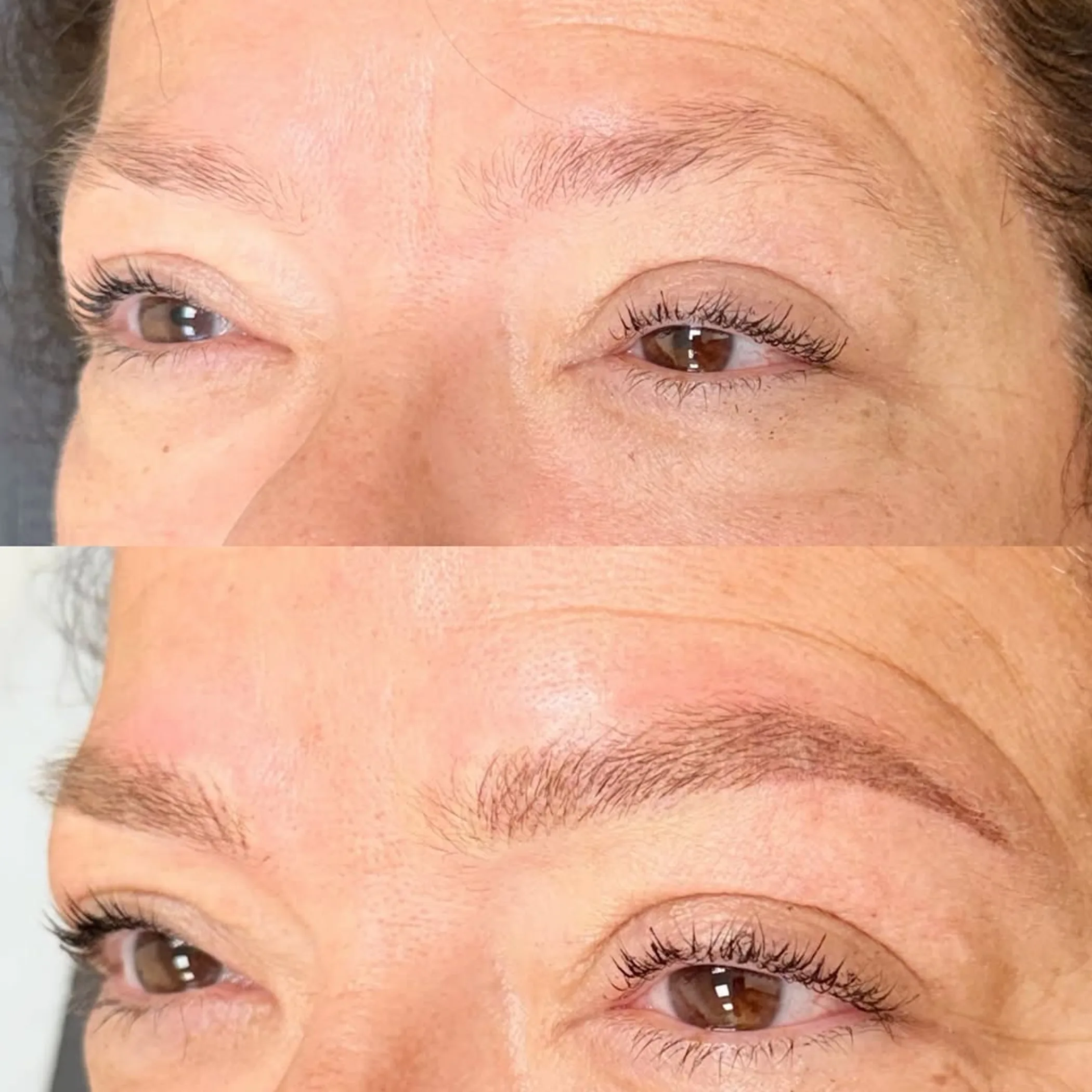 close-up of enhanced eyebrow permanent makeup